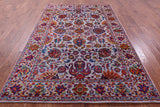 Grey Persian Tabriz Hand Knotted Wool & Silk Rug - 6' 2" X 9' 5" - Golden Nile