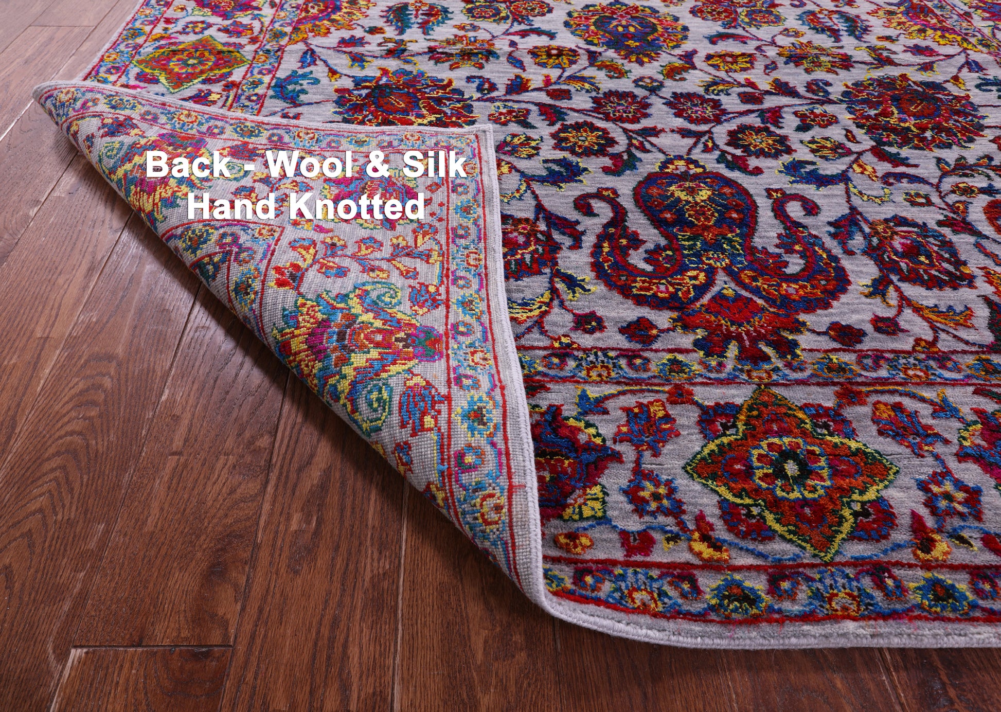 Grey Persian Tabriz Hand Knotted Wool & Silk Rug - 6' 2" X 9' 5" - Golden Nile