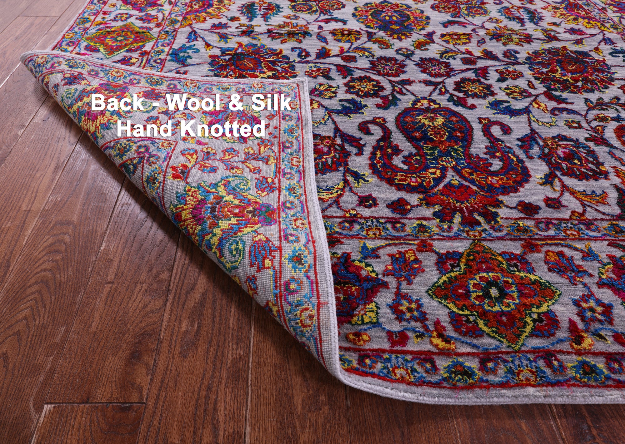 Grey Persian Tabriz Hand Knotted Wool & Silk Rug - 6' 2" X 9' 5" - Golden Nile