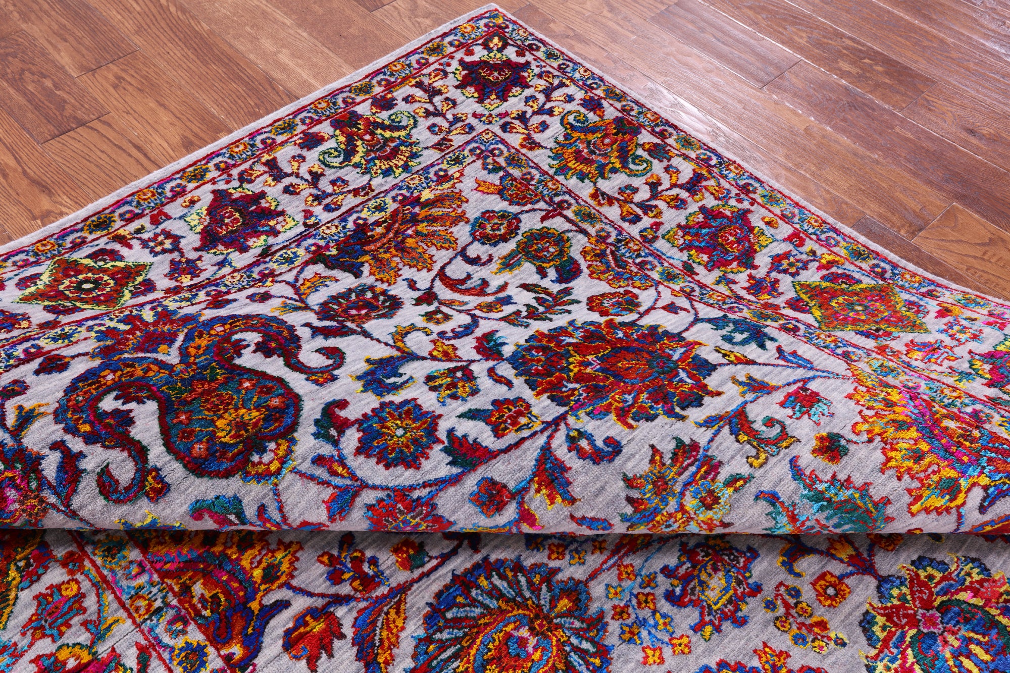 Grey Persian Tabriz Hand Knotted Wool & Silk Rug - 6' 2" X 9' 5" - Golden Nile