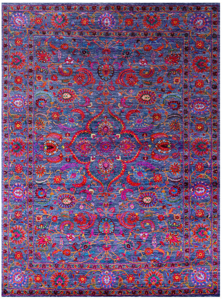 Grey Persian Tabriz Hand Knotted Wool & Silk Rug - 9' 1" X 12' 0" - Golden Nile