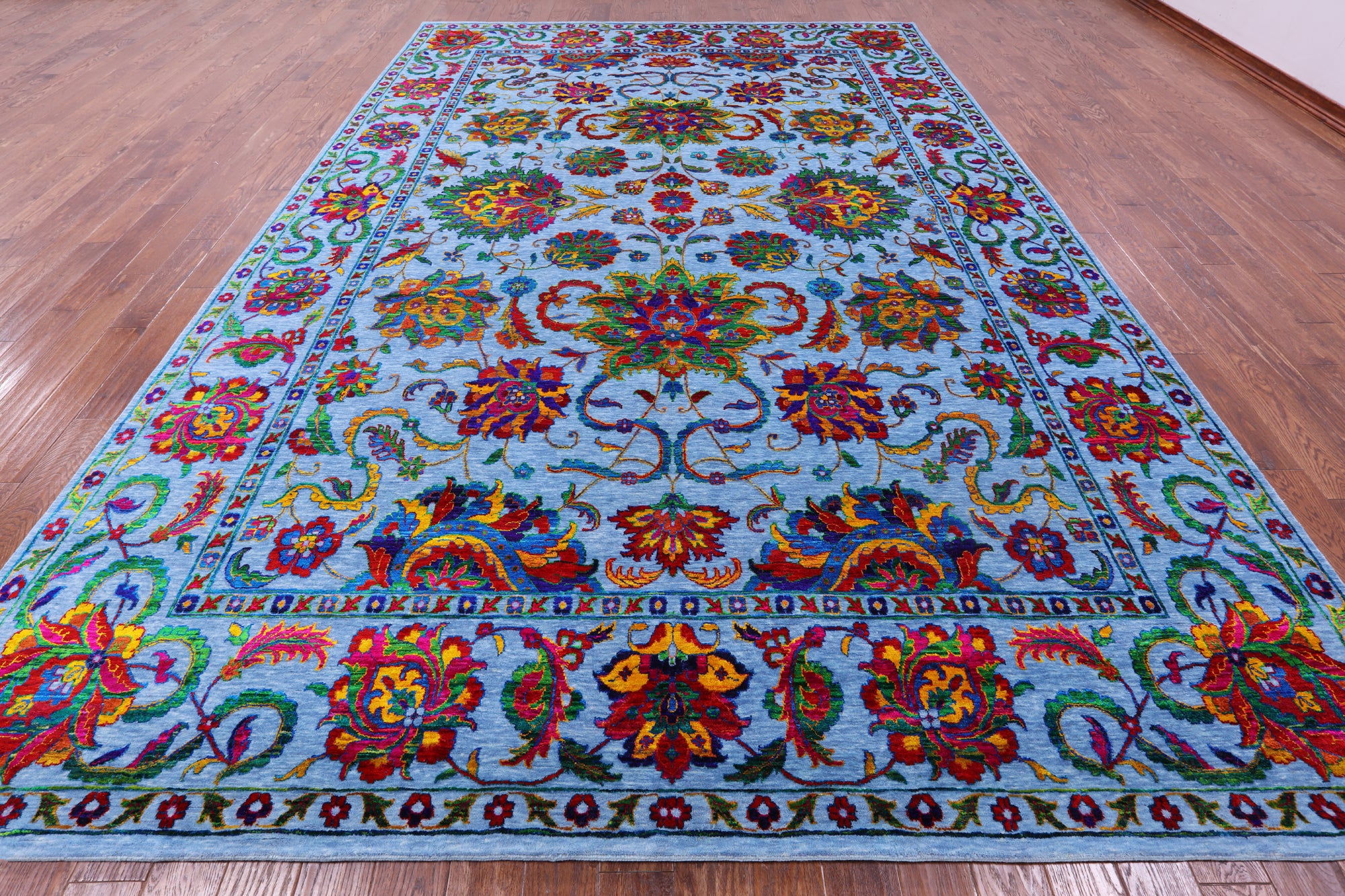 Blue Persian Tabriz Hand Knotted Wool & Silk Rug - 10' 1" X 14' 5" - Golden Nile
