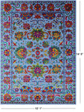Blue Persian Tabriz Hand Knotted Wool & Silk Rug - 10' 1" X 14' 5" - Golden Nile