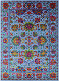 Blue Persian Tabriz Hand Knotted Wool & Silk Rug - 10' 1" X 14' 5" - Golden Nile