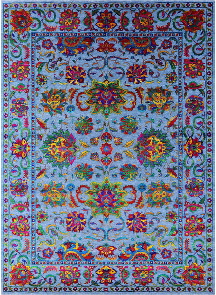 Blue Persian Tabriz Hand Knotted Wool & Silk Rug - 10' 1" X 14' 5" - Golden Nile