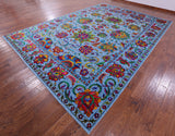 Blue Persian Tabriz Hand Knotted Wool & Silk Rug - 10' 1" X 14' 5" - Golden Nile