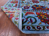 Blue Persian Tabriz Hand Knotted Wool & Silk Rug - 10' 1" X 14' 5" - Golden Nile