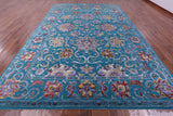 Blue/Green Persian Tabriz Hand Knotted Wool & Silk Rug - 9' 10" X 14' 2" - Golden Nile