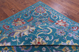 Blue/Green Persian Tabriz Hand Knotted Wool & Silk Rug - 9' 10" X 14' 2" - Golden Nile