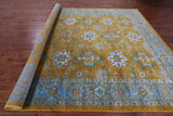 Gold Geometric Heriz Serapi Handmade Wool & Silk Rug - 9' 11" X 14' 2" - Golden Nile