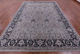 Grey Persian Fine Serapi Hand Knotted Wool & Silk Rug - 9' 1" X 12' 4" - Golden Nile