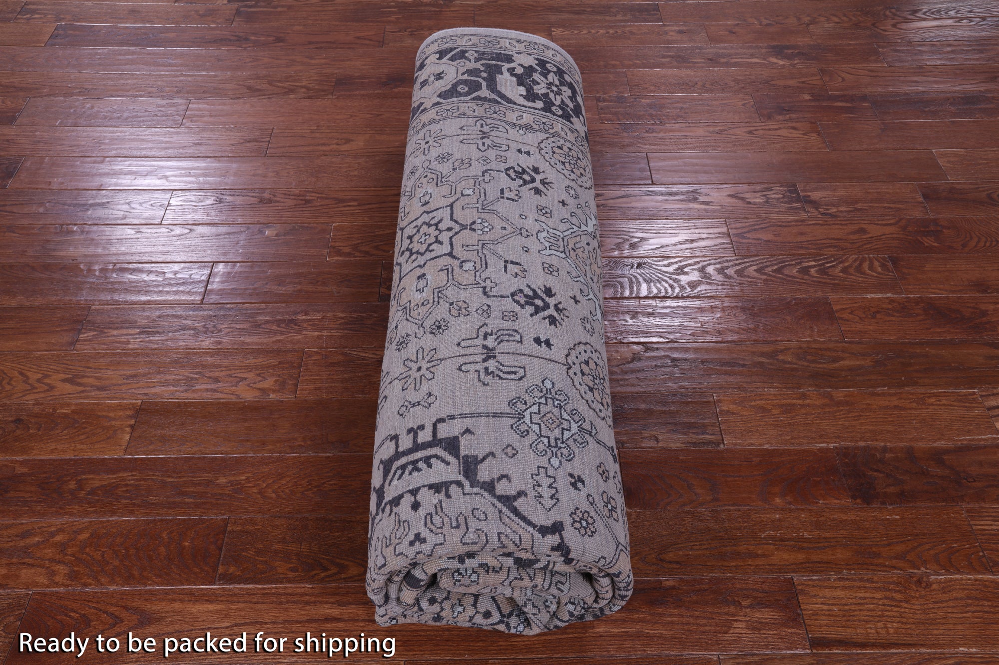 Grey Persian Fine Serapi Hand Knotted Wool & Silk Rug - 9' 1" X 12' 4" - Golden Nile