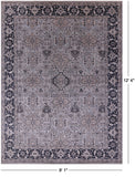 Grey Persian Fine Serapi Hand Knotted Wool & Silk Rug - 9' 1" X 12' 4" - Golden Nile