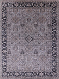 Grey Persian Fine Serapi Hand Knotted Wool & Silk Rug - 9' 1" X 12' 4" - Golden Nile