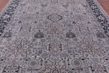Grey Persian Fine Serapi Hand Knotted Wool & Silk Rug - 9' 1" X 12' 4" - Golden Nile