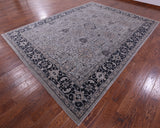 Grey Persian Fine Serapi Hand Knotted Wool & Silk Rug - 9' 1" X 12' 4" - Golden Nile