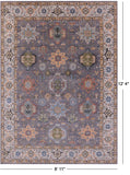 Grey Geometric Heriz Serapi Handmade Wool Rug - 8' 11" X 12' 4" - Golden Nile