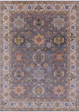 Grey Geometric Heriz Serapi Handmade Wool Rug - 8' 11" X 12' 4" - Golden Nile