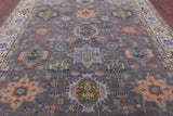 Grey Geometric Heriz Serapi Handmade Wool Rug - 8' 11" X 12' 4" - Golden Nile