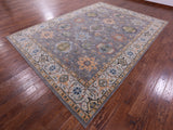 Grey Geometric Heriz Serapi Handmade Wool Rug - 8' 11" X 12' 4" - Golden Nile