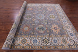 Grey Geometric Heriz Serapi Handmade Wool Rug - 8' 11" X 12' 4" - Golden Nile