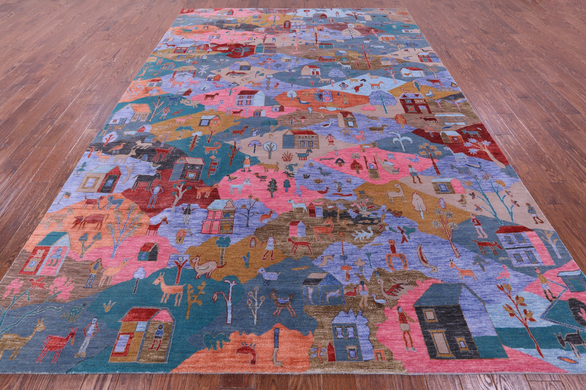 Tribal Persian Gabbeh Hand Knotted Wool & Silk Rug - 8' 9" X 12' 3" - Golden Nile