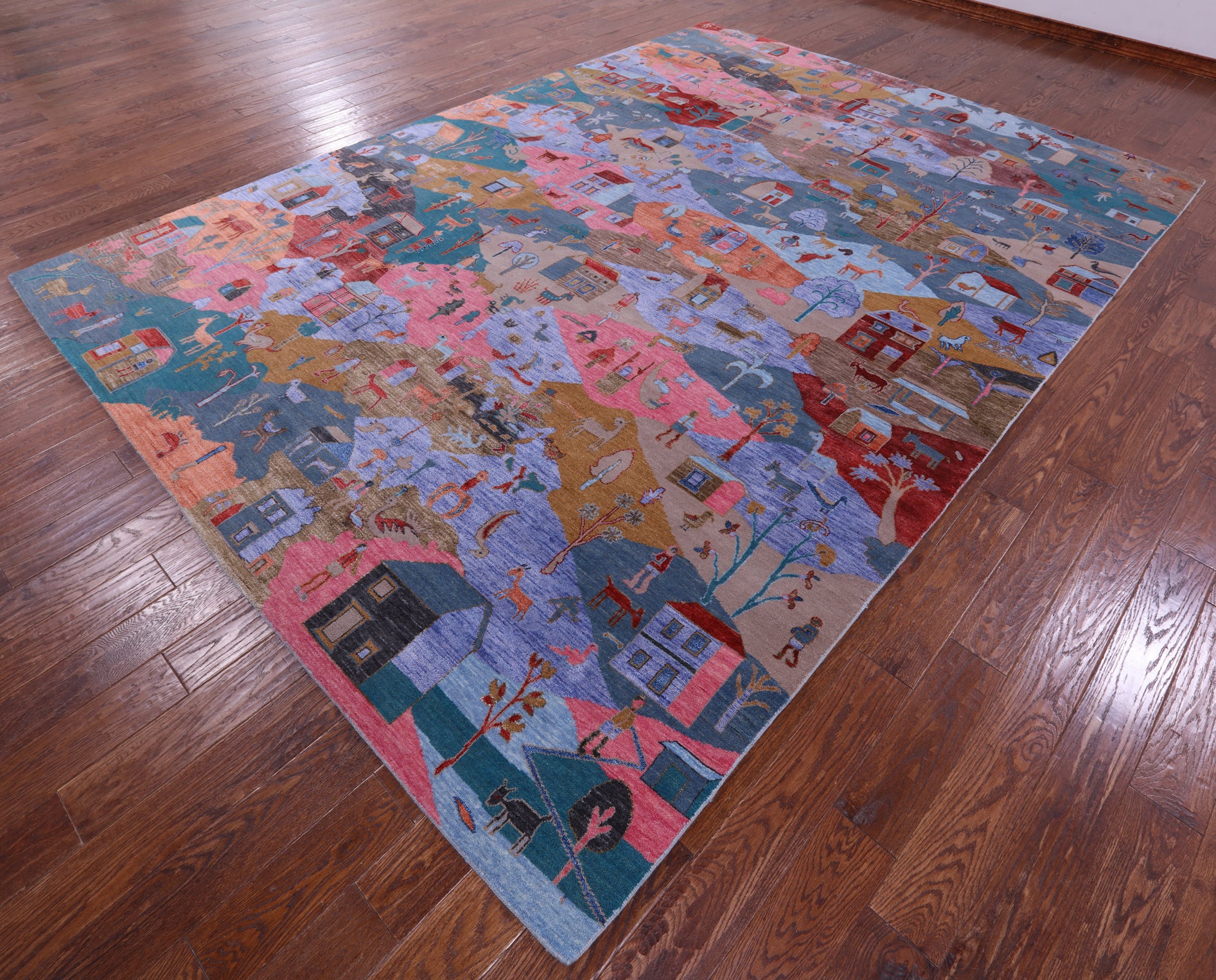 Tribal Persian Gabbeh Hand Knotted Wool & Silk Rug - 8' 9" X 12' 3" - Golden Nile