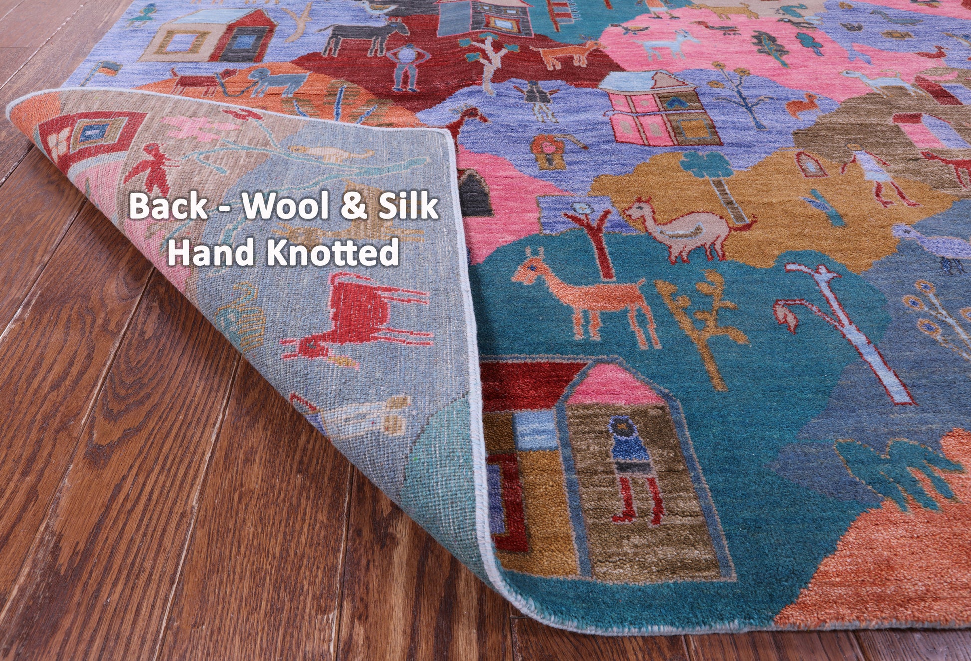 Tribal Persian Gabbeh Hand Knotted Wool & Silk Rug - 8' 9" X 12' 3" - Golden Nile