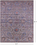 Grey Persian Tabriz Hand Knotted Wool & Silk Rug - 8' 0" X 10' 1" - Golden Nile