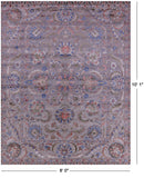 Grey Persian Tabriz Hand Knotted Wool & Silk Rug - 8' 0" X 10' 1"