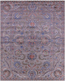 Grey Persian Tabriz Hand Knotted Wool & Silk Rug - 8' 0" X 10' 1" - Golden Nile