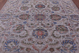 Grey Persian Tabriz Hand Knotted Wool & Silk Rug - 8' 0" X 10' 1" - Golden Nile