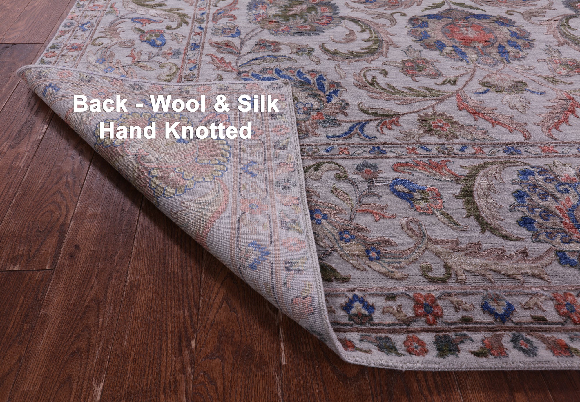 Grey Persian Tabriz Hand Knotted Wool & Silk Rug - 8' 0" X 10' 1" - Golden Nile