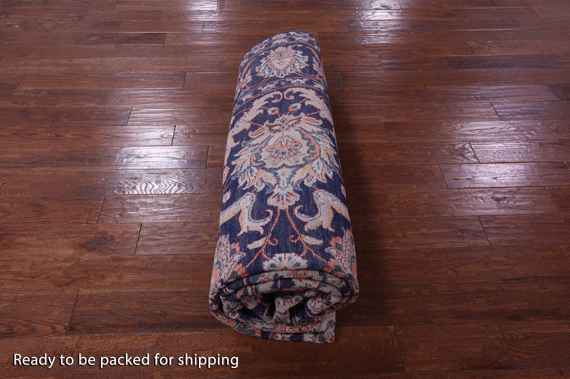 Blue Persian Tabriz Hand Knotted Wool & Silk Rug - 7' 8" X 10' 2" - Golden Nile