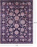 Blue Persian Tabriz Hand Knotted Wool & Silk Rug - 7' 8" X 10' 2" - Golden Nile
