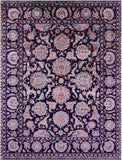 Blue Persian Tabriz Hand Knotted Wool & Silk Rug - 7' 8" X 10' 2" - Golden Nile