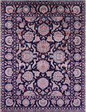 Blue Persian Tabriz Hand Knotted Wool & Silk Rug - 7' 8" X 10' 2" - Golden Nile