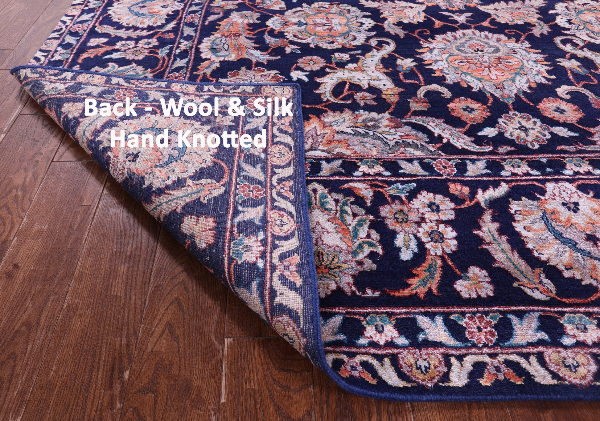 Blue Persian Tabriz Hand Knotted Wool & Silk Rug - 7' 8" X 10' 2" - Golden Nile