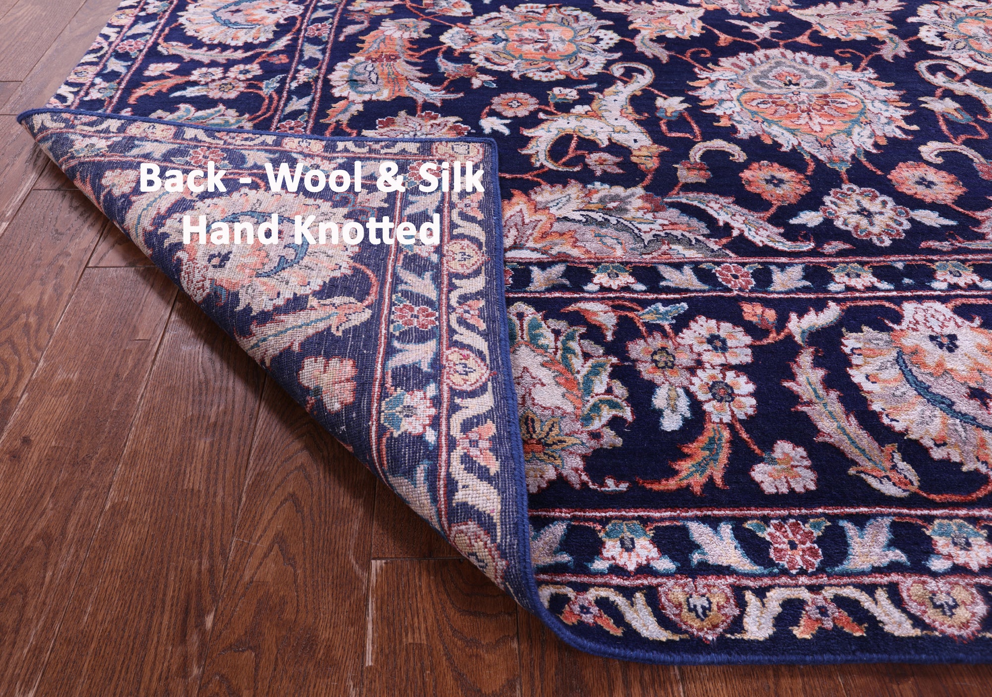 Blue Persian Tabriz Hand Knotted Wool & Silk Rug - 7' 8" X 10' 2" - Golden Nile