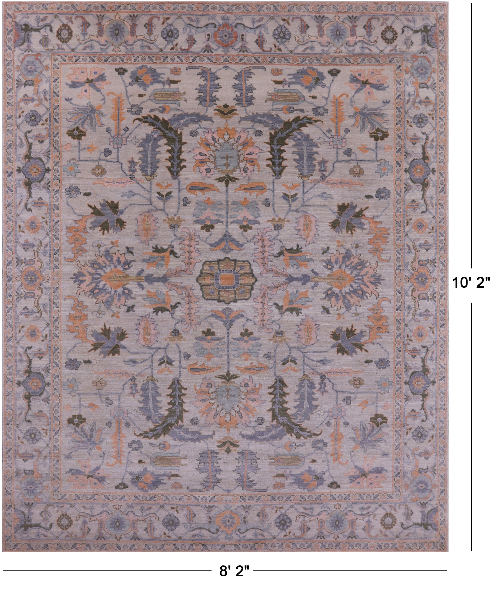 Ivory Geometric Heriz Serapi Handmade Wool Rug - 8' 2" X 10' 2" - Golden Nile