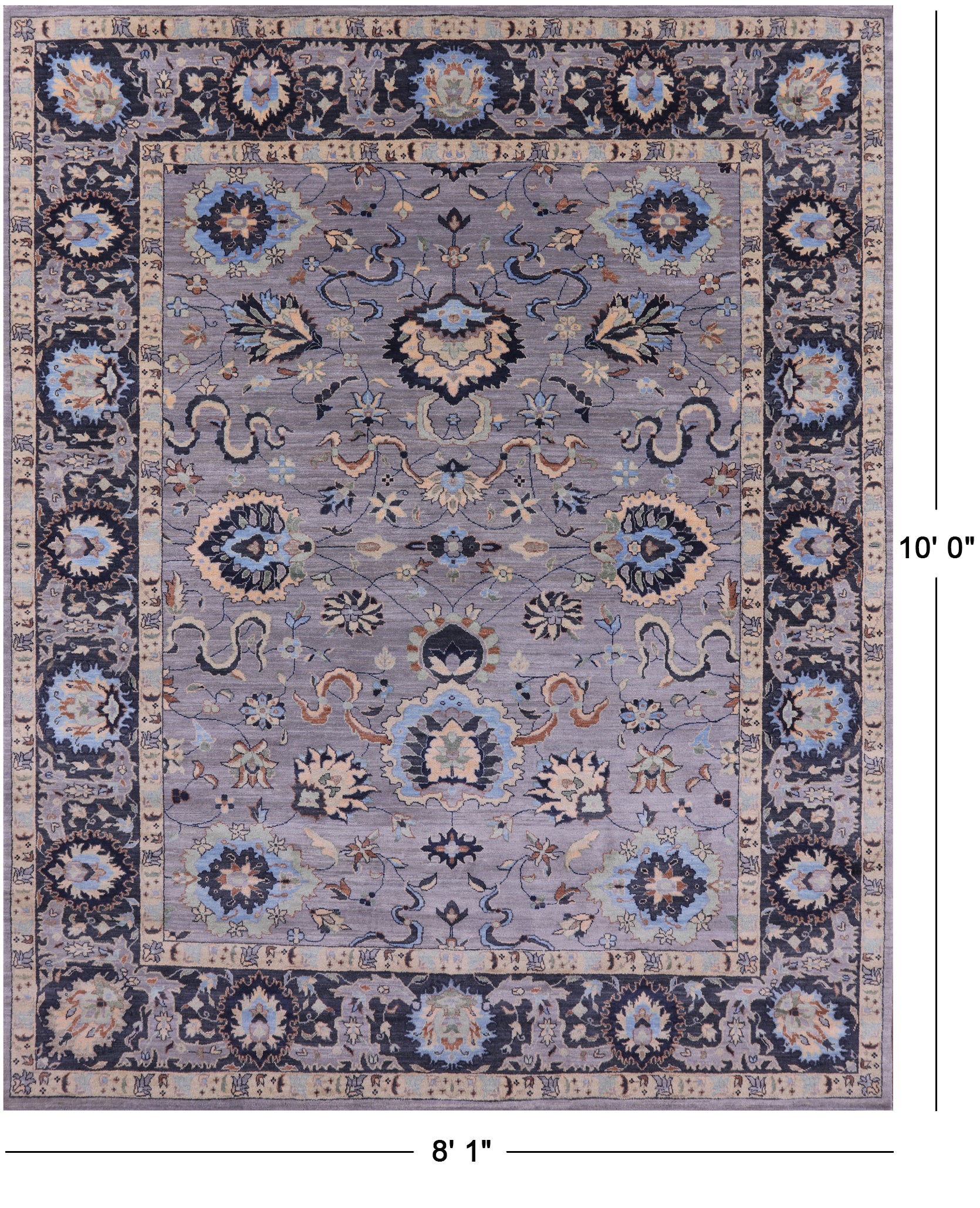 Grey Persian Tabriz Hand Knotted Wool Rug - 8' 1" X 10' 0" - Golden Nile