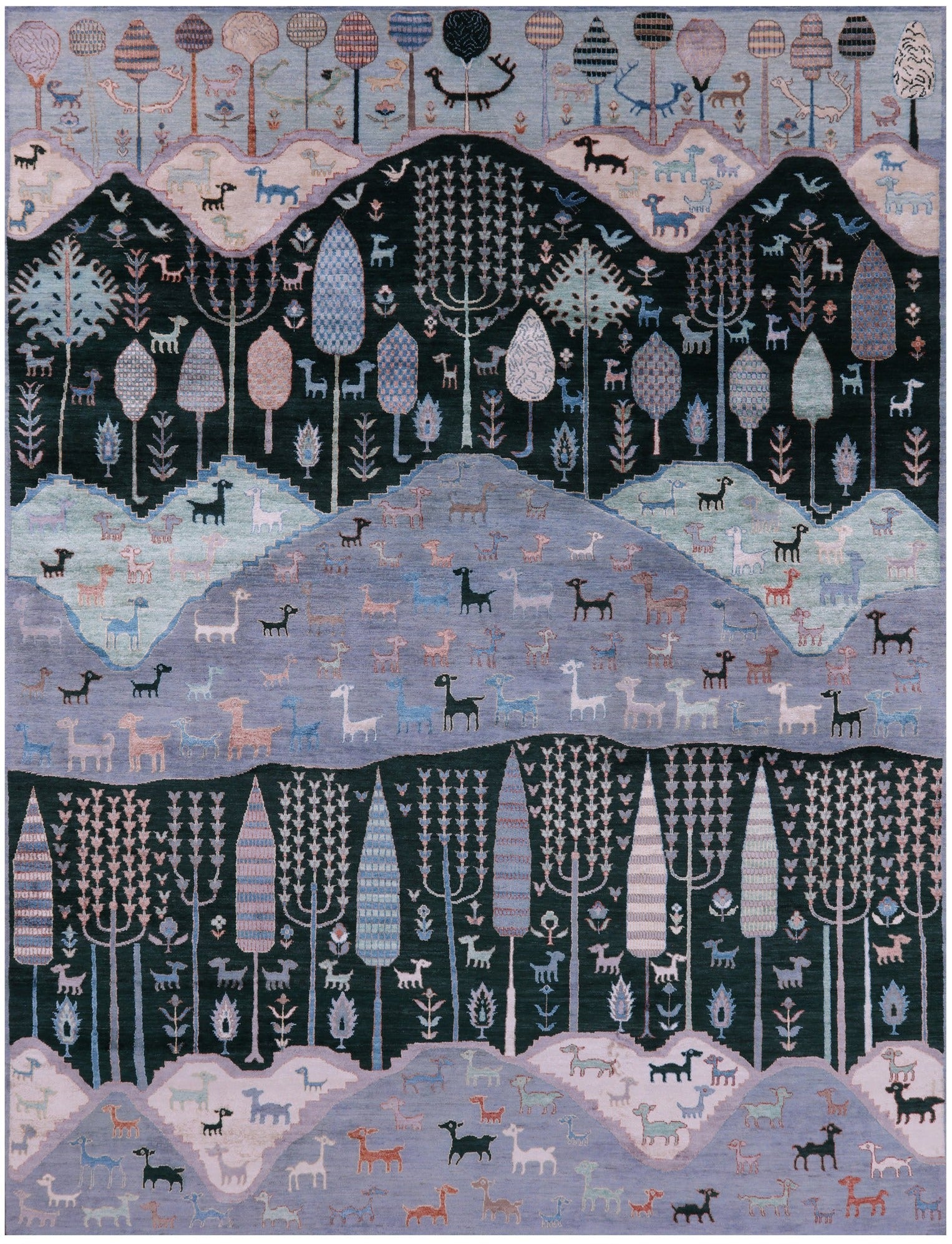 Tribal Persian Gabbeh Hand Knotted Wool & Silk Rug - 7' 11" X 10' 5" - Golden Nile