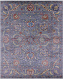 Grey Persian Tabriz Hand Knotted Wool & Silk Rug - 8' 1" X 9' 11" - Golden Nile