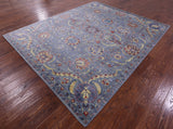 Grey Persian Tabriz Hand Knotted Wool & Silk Rug - 8' 1" X 9' 11" - Golden Nile