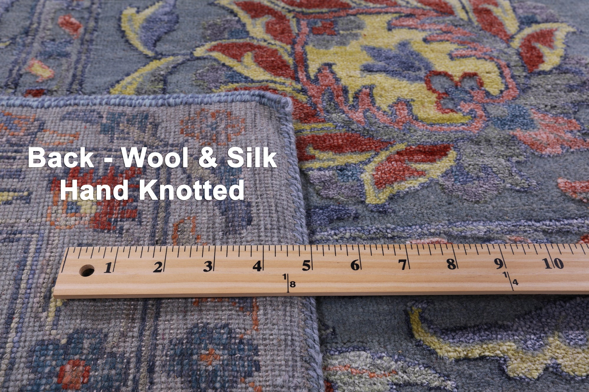Grey Persian Tabriz Hand Knotted Wool & Silk Rug - 8' 1" X 9' 11" - Golden Nile