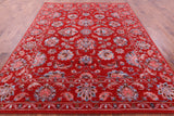Red Persian Tabriz Hand Knotted Wool & Silk Rug - 8' 0" X 10' 2" - Golden Nile