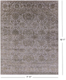 Grey Persian Tabriz Hand Knotted Wool & Silk Rug - 7' 11" X 10' 1" - Golden Nile