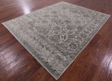 Grey Persian Tabriz Hand Knotted Wool & Silk Rug - 7' 11" X 10' 1" - Golden Nile