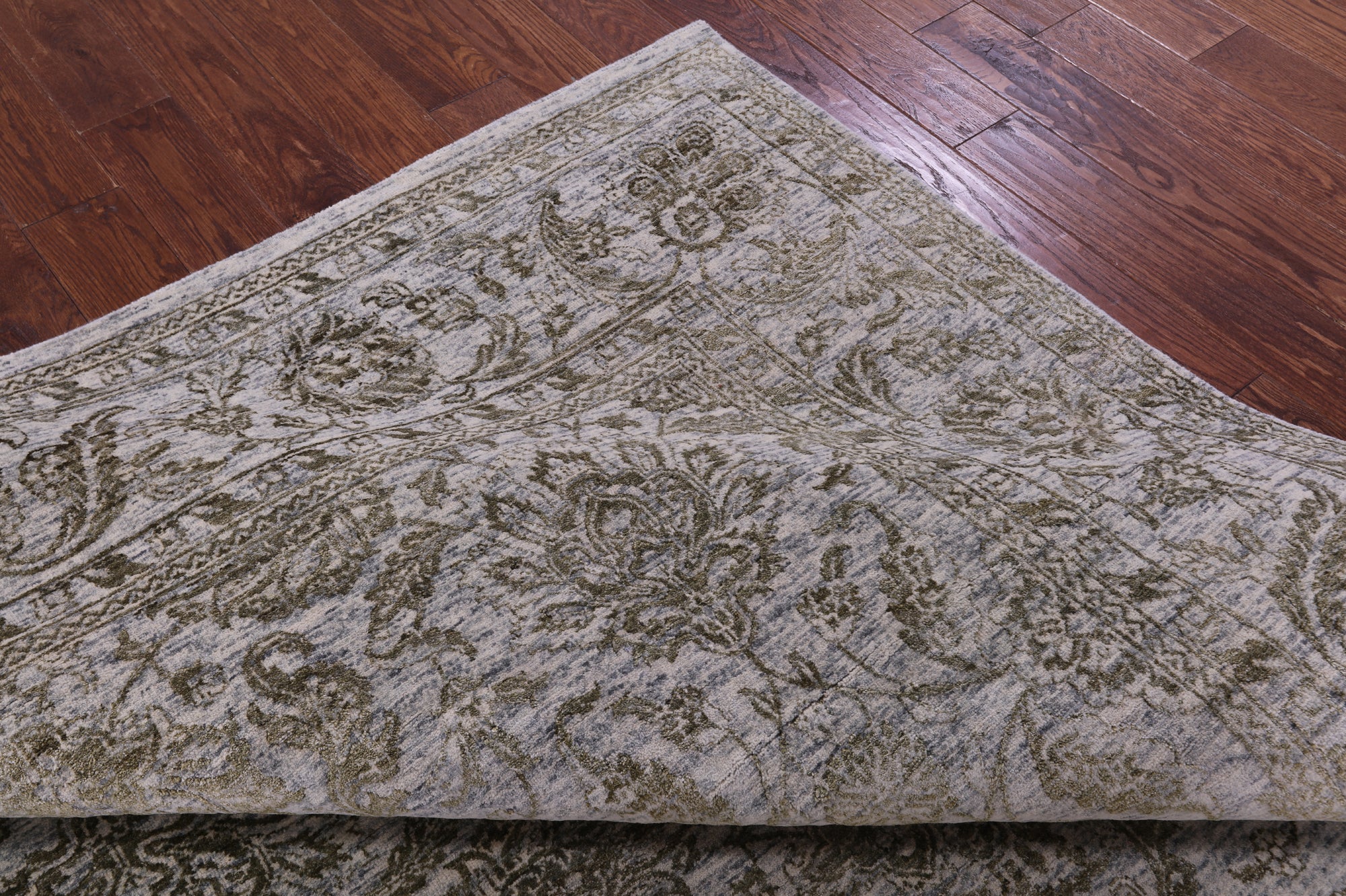 Grey Persian Tabriz Hand Knotted Wool & Silk Rug - 7' 11" X 10' 1" - Golden Nile