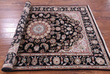 Black Persian Nain Handmade Wool & Silk Rug - 4' 11" X 7' 0" - Golden Nile